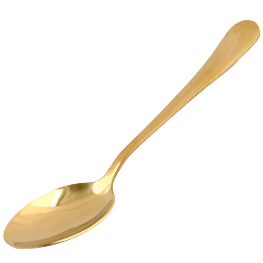 Stainless Steel Porridge Rice Soup Dessert Serving Spoon Scoop Gold Tone